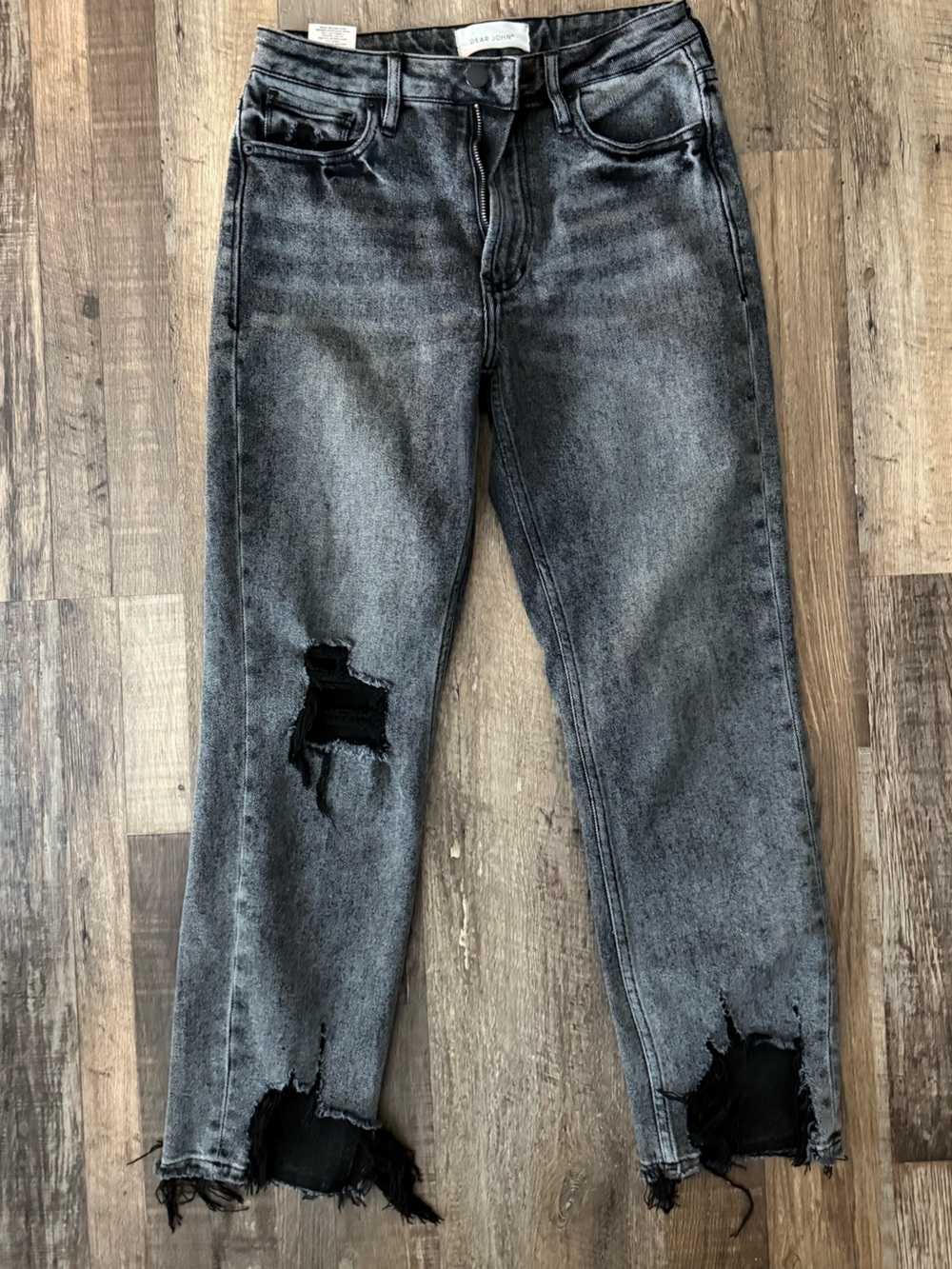 dear john size 26 Distressed Black Gray Jeans - Classic Slim Fit
